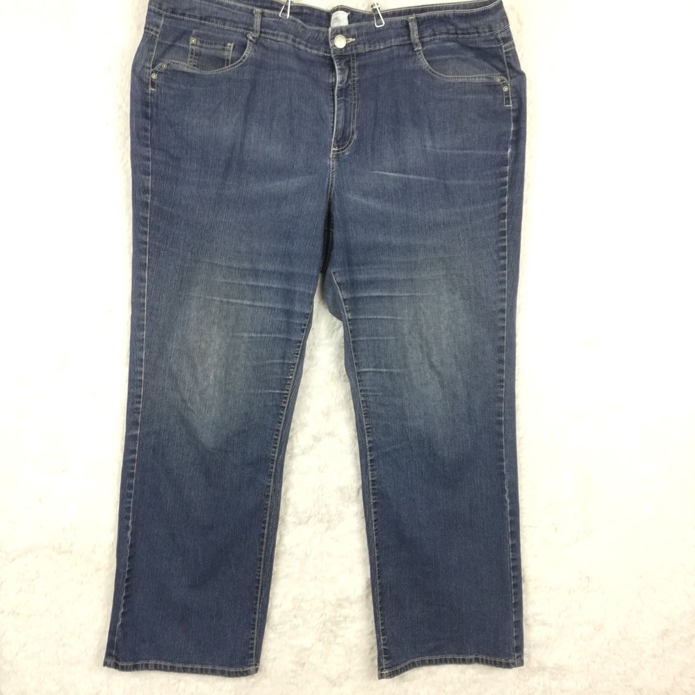 Just My Size Womens Jeans Straight Leg Blue Denim Medium Rinse Plus 26W
